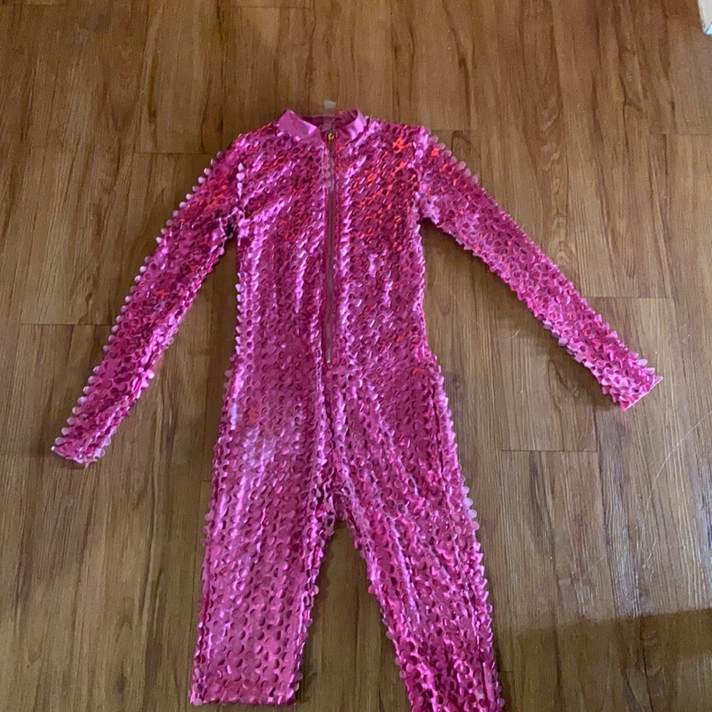 Stretchy pink mesh jumpsuit